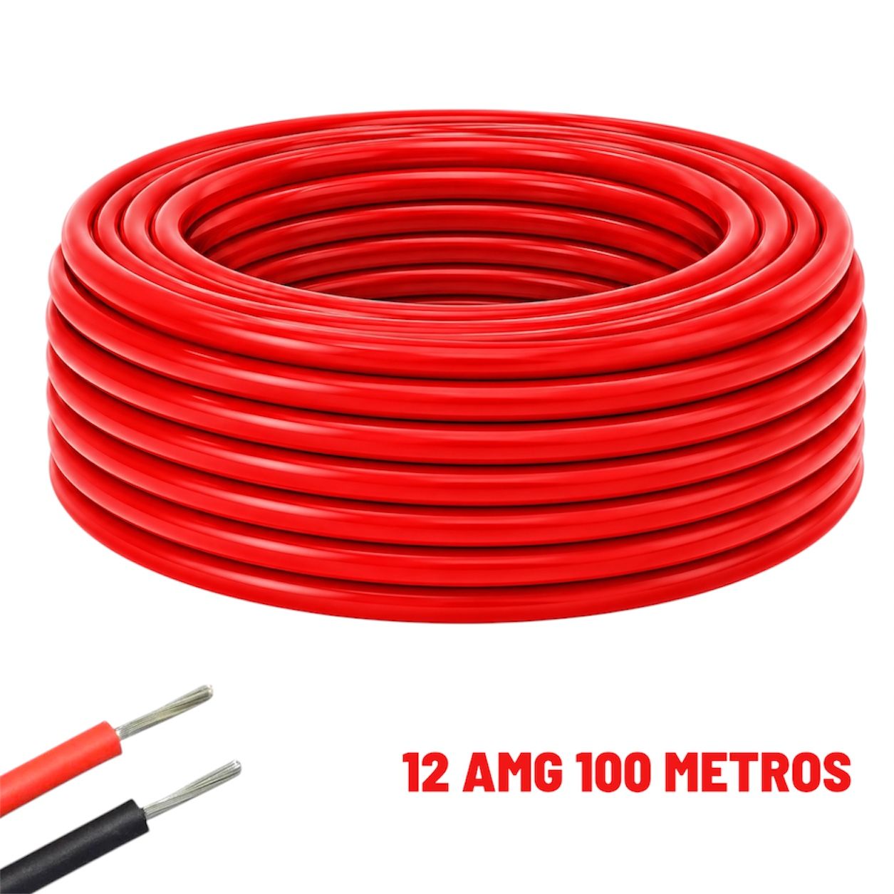 Câble électrique silicone flexible 12 AWG rouge 100 mètres