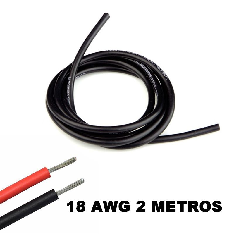 Câble électrique silicone flexible 18 AWG noir 2M