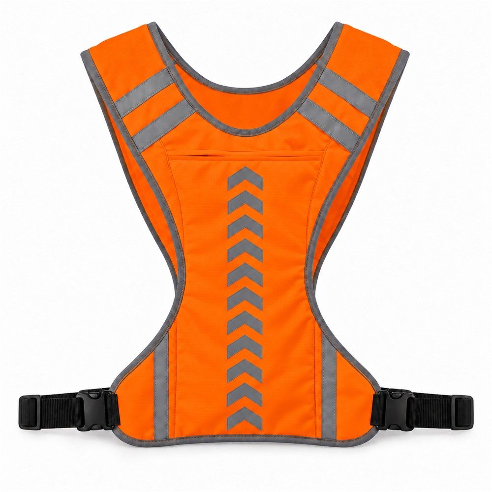 Gilet réfléchissant ajustable avec poche orange Gilet réfléchissant ajustable avec poche orange