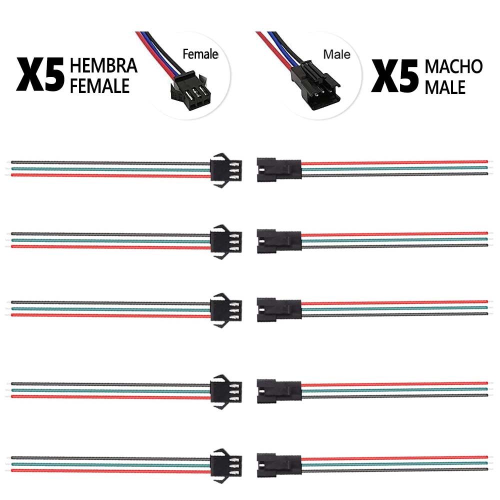 Connecteur SM 3 broches avec câble 22 AWG - 5M/5H (lot de 10) Connecteur SM 3 broches avec câble 22 AWG - 5M/5H (lot de 10)