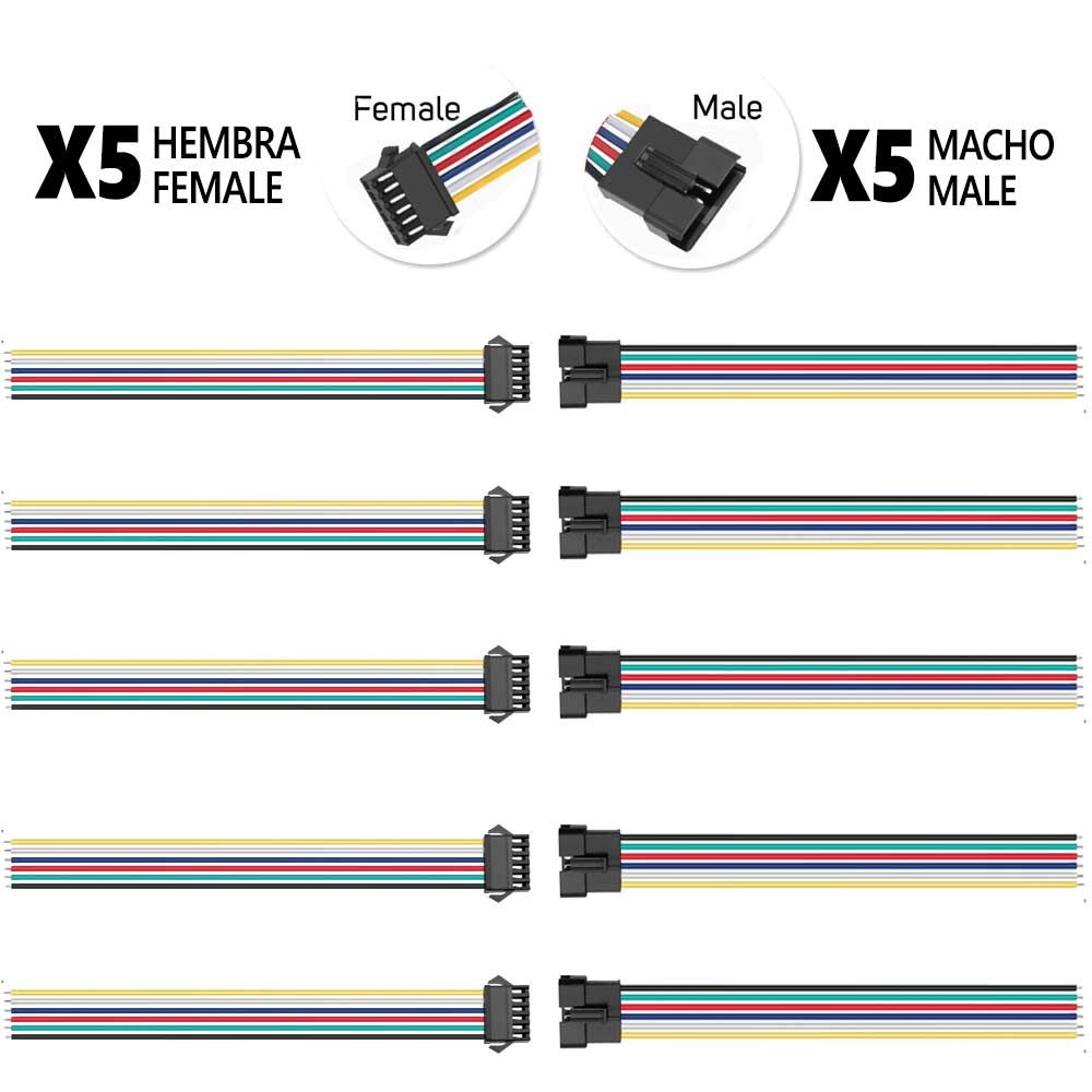 Connecteur SM 6 broches avec câble 22 AWG - 5M/5F (pack 10 unités)