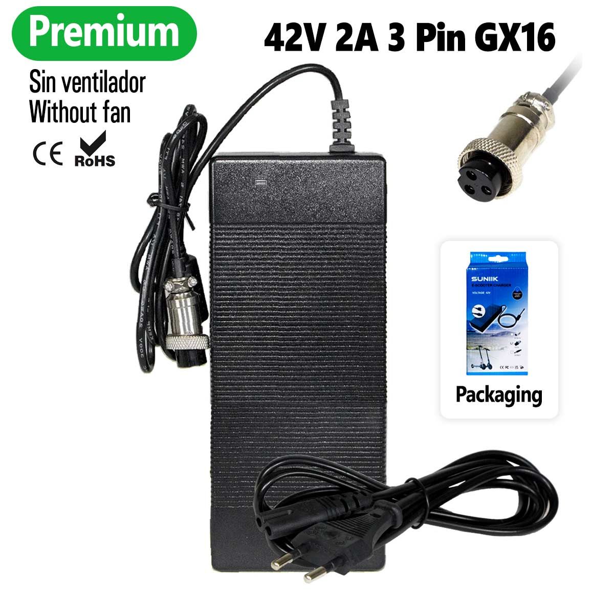 Chargeur premium 42V 2A (connecteur 3 broches GX16) Suniik