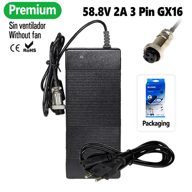 Chargeur premium 58,8V 2A connecteur 3 broches GX16 Suniik