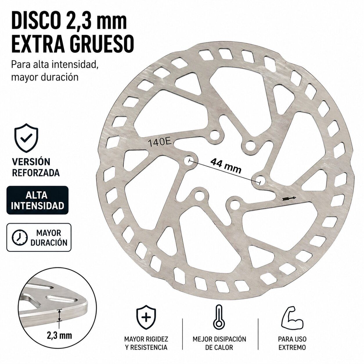 Disque de frein 140MM Premium (épaisseur 2,3MM) Smartgyro et similaires - (6H -44MM)