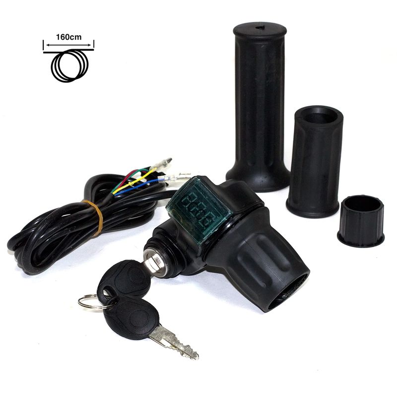 Accélérateur poignée avec clé et indicateur batterie 36V - Connecteur SM Accélérateur poignée avec clé et indicateur batterie 36V - Connecteur SM