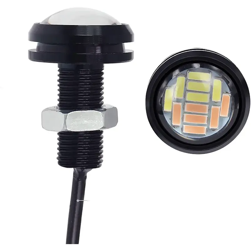 Lumière LED Oeil d'Aigle (Pack de 2) Jaune-Blanc (12 LEDs par lumière)