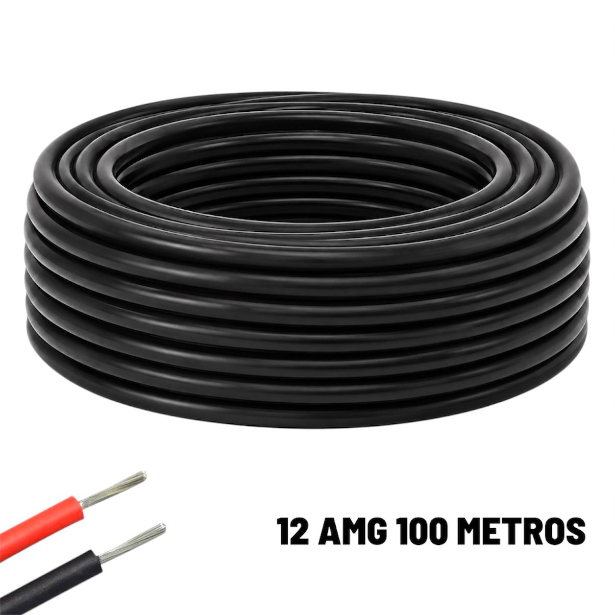 Câble électrique silicone flexible 12 AWG noir 100 mètres