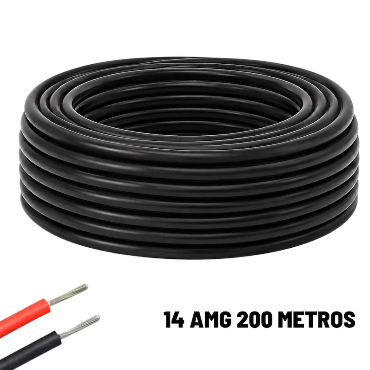 Câble électrique silicone flexible 14 AWG noir 200 mètres