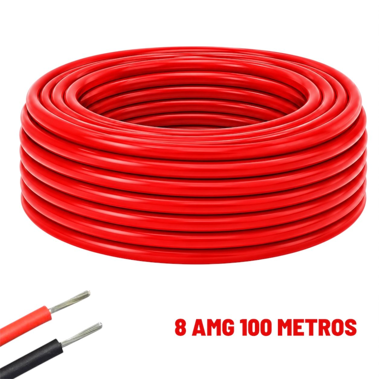Câble électrique silicone flexible 8 AWG rouge 100 mètres