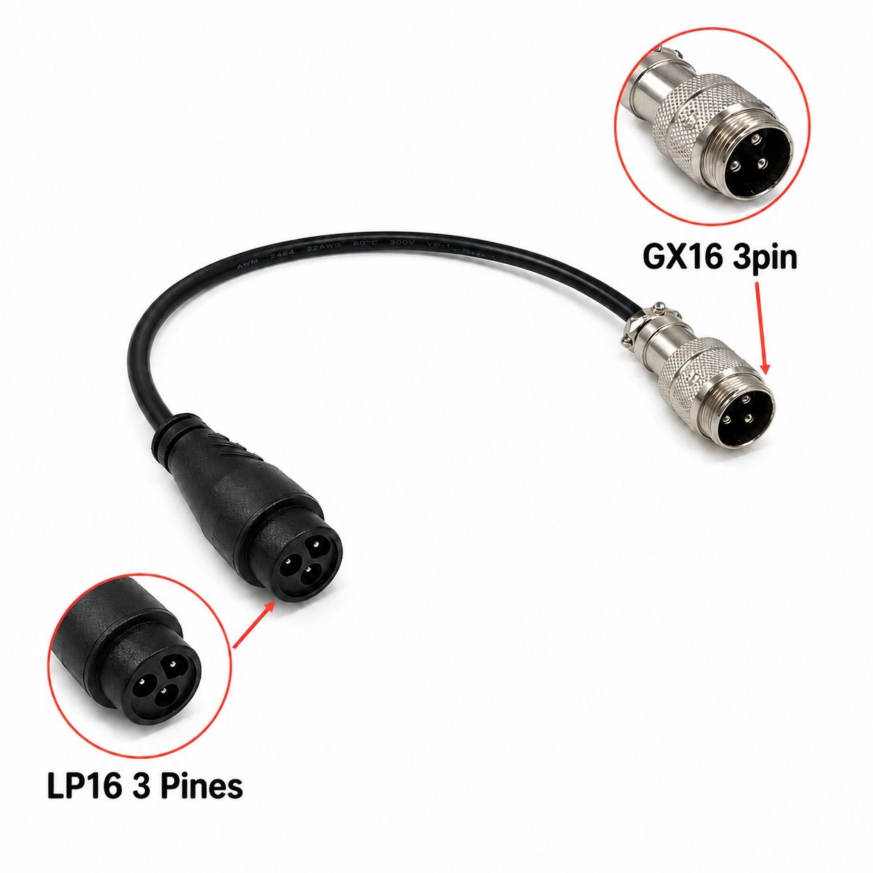 Câble convertisseur GX16 à LP16 3 broches