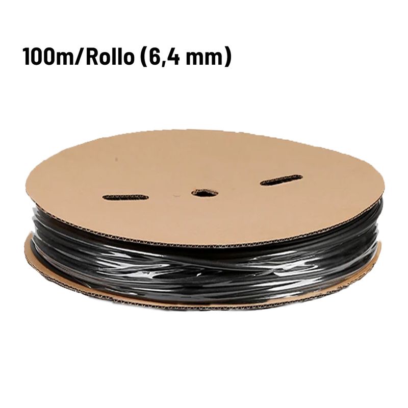 Tube thermorétractable adhésif double paroi noir 100 m - 1 rouleau 3:1 (6,4 mm)