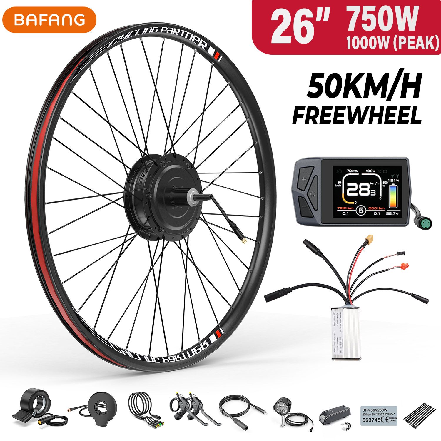 Kit conversion vélo électrique moteur arrière 750W 48V - 26 pouces (Affichage : EKD01) Bafang Kit conversion vélo électrique moteur arrière 750W 48V - 26 pouces (Affichage : EKD01) Bafang