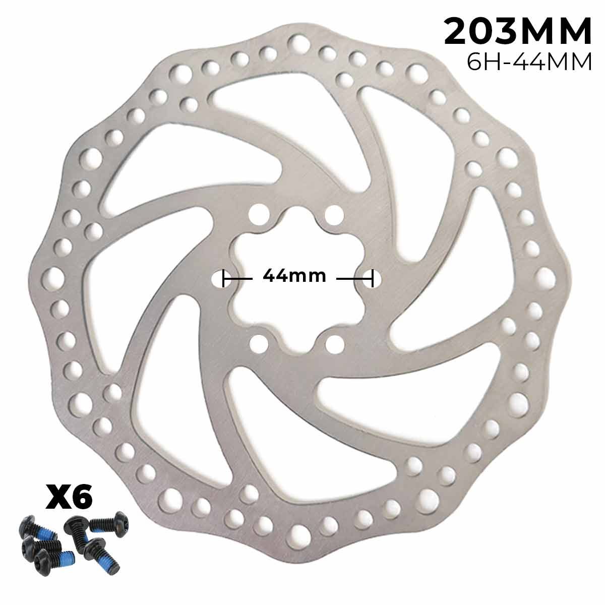 Disque de frein 203 mm denté 6 trous - 44 mm Disque de frein 203 mm denté 6 trous - 44 mm