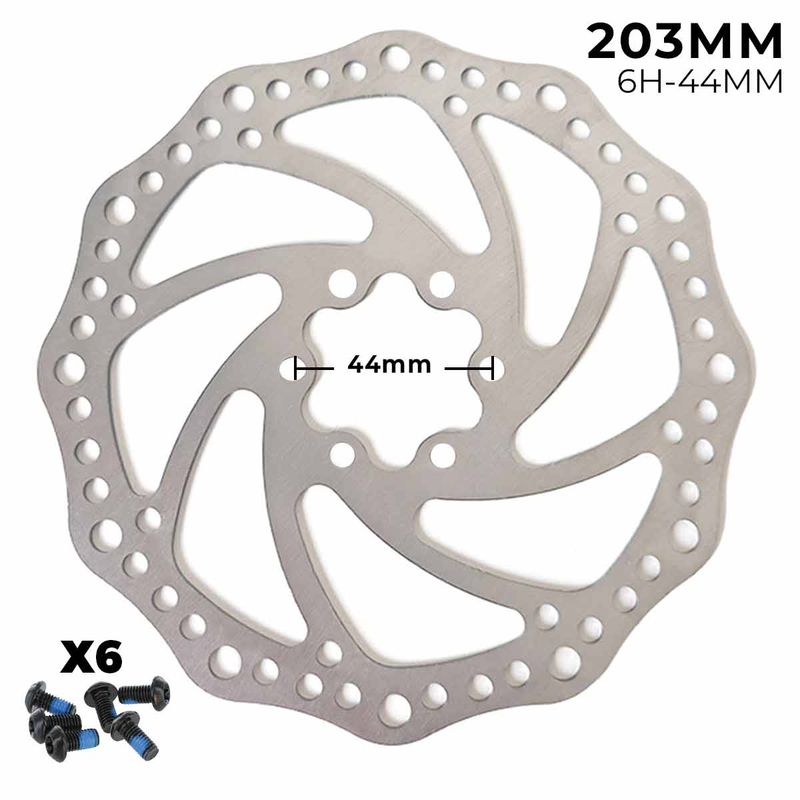 Disque de frein 203 mm denté 6 trous - 44 mm