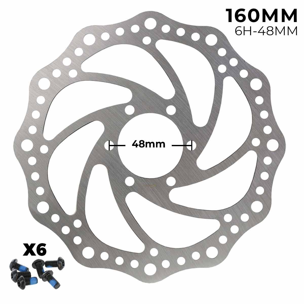 Disque de frein 160 mm denté 6 trous 48 mm Disque de frein 160 mm denté 6 trous 48 mm
