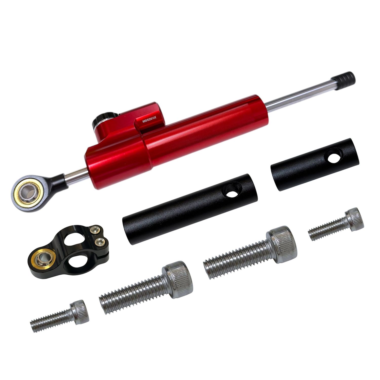 Amortisseur de direction rouge avec adaptateur Amortisseur de direction rouge avec adaptateur