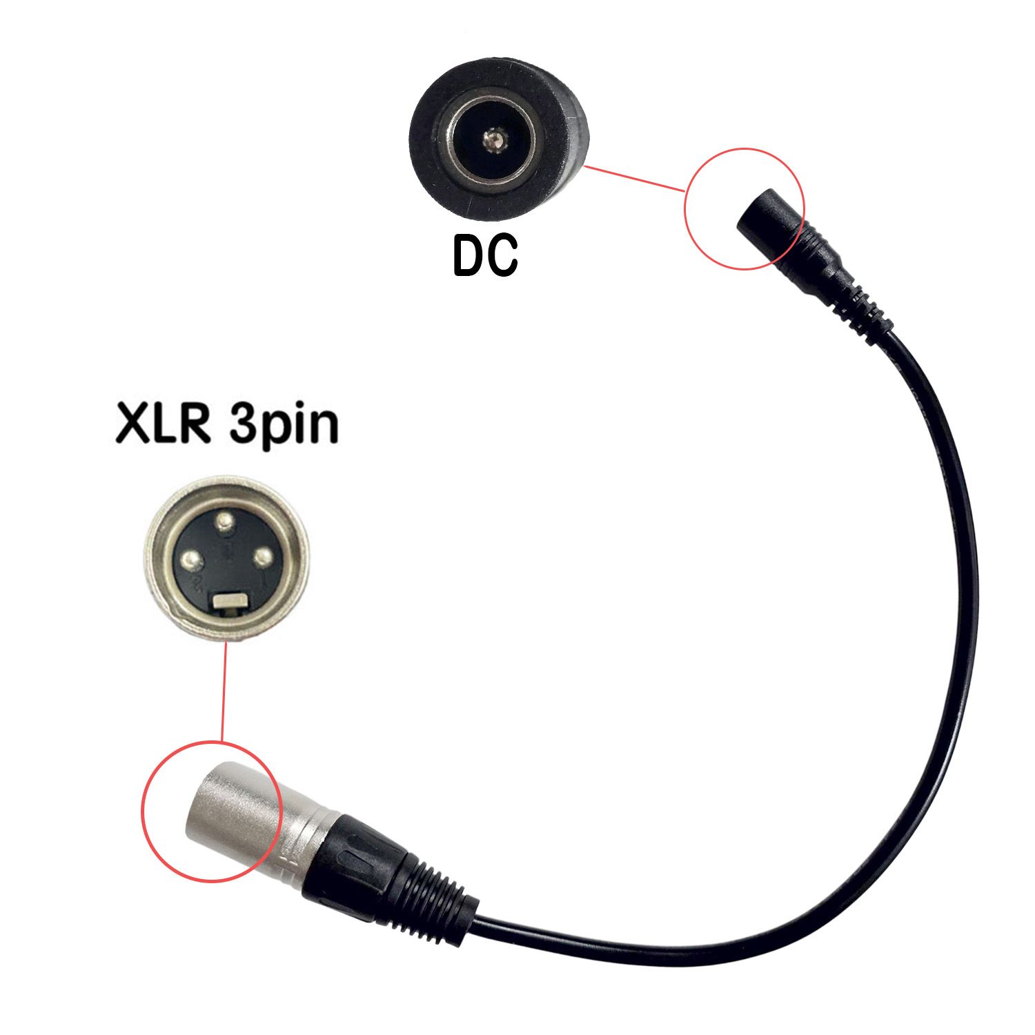 Câble convertisseur DC vers XLR 3 broches