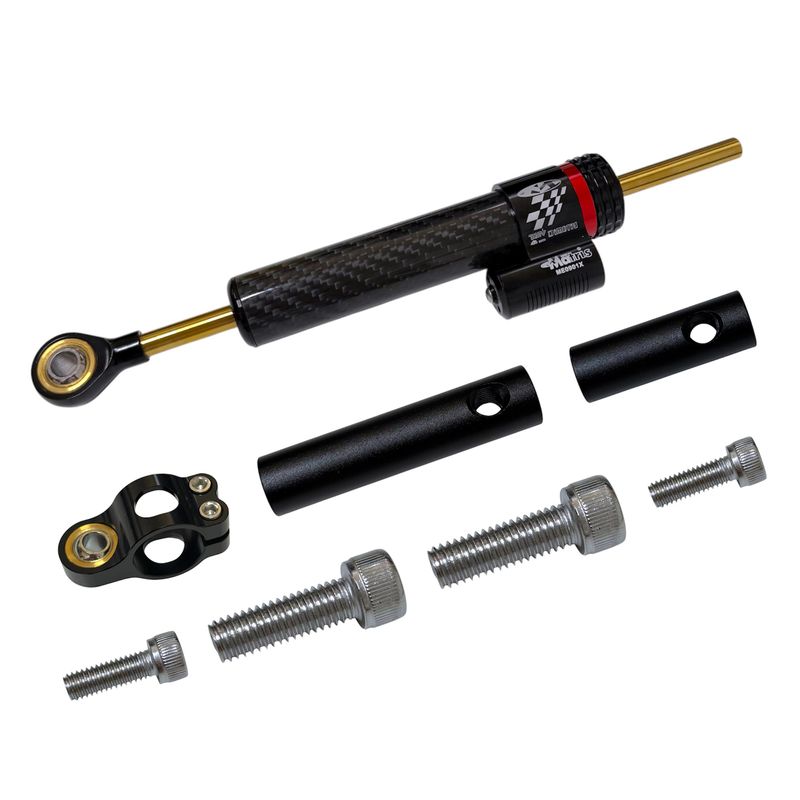 Amortisseur de direction couleur fibre de carbone avec adaptateur Amortisseur de direction couleur fibre de carbone avec adaptateur
