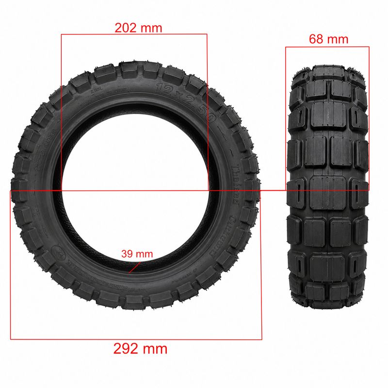 Roue pneu 12 2,5 Offroad pour trottinette Xiaomi Mi6 Pro/Mi6 Max