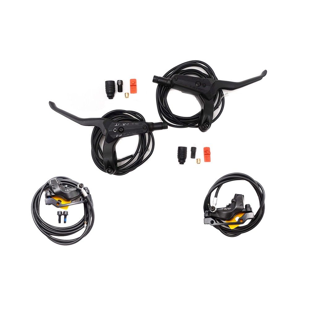 Kit freins hydrauliques NUTT 4 pistons connecteur SM ( 1x AR droite + 1x AV droite) Kit freins hydrauliques NUTT 4 pistons connecteur SM ( 1x AR droite + 1x AV droite)