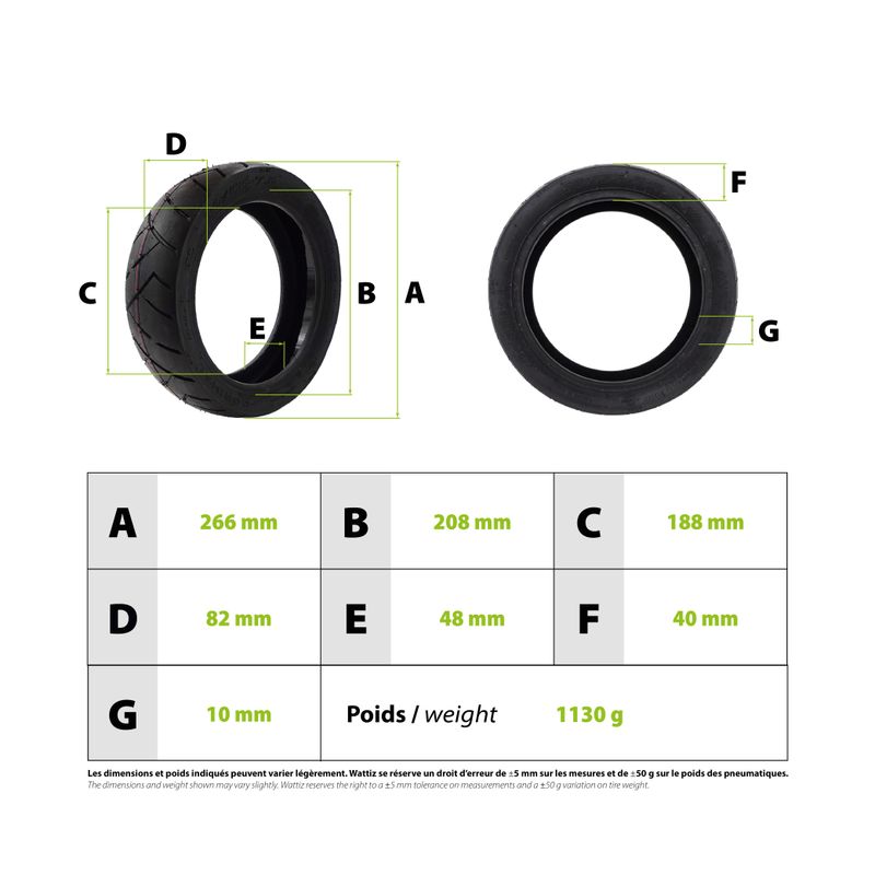 Pneu 80/55-7.5 tubeless gel anti crevaison