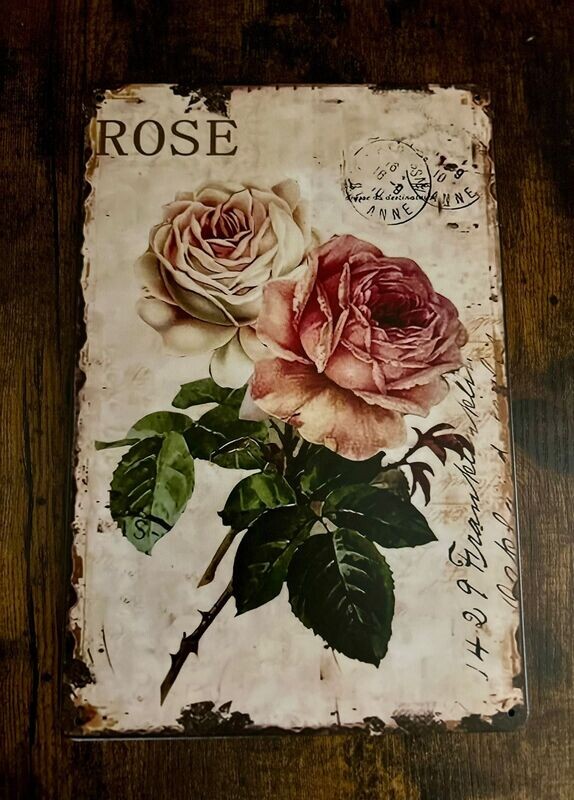Metallschild Blechschild „Rose Metallschild Blechschild „Rose"