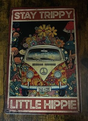 Metallschild Blechschild „Flowerpower VW Bulli Metallschild Blechschild „Flowerpower VW Bulli"
