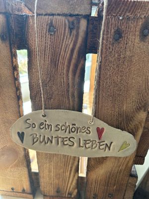 HAPPY KERAMIK Schild HAPPY KERAMIK Schild "So ein schönes buntes Leben"