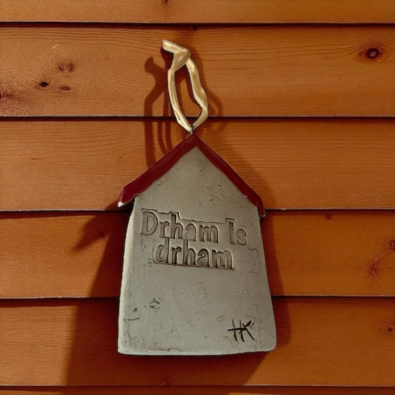 HAPPY KERAMIK-Anhänger Haus mit Anton-Günther-Spruch „Drham is drham“