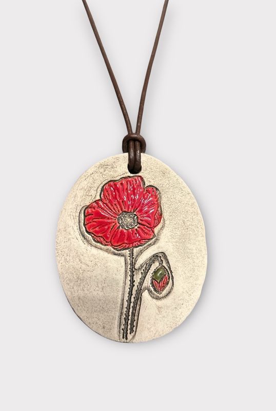 HAPPY KERAMIK Halskette roter Mohn