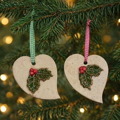 ? Handgefertigte Weihnachtsanhänger aus Keramik – 2er-Set ?