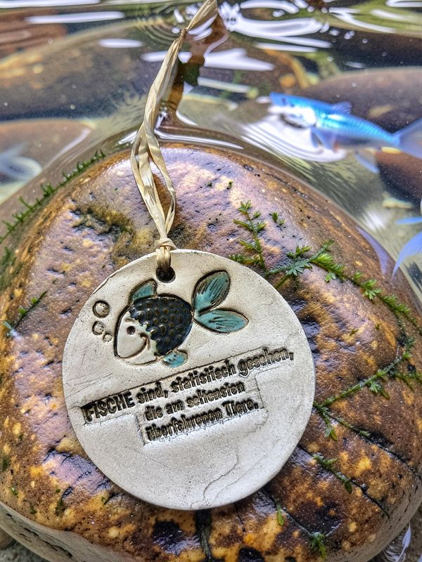 Dreierset „Fische mit Humor“ – Keramikanhänger mit Augenzwinkern