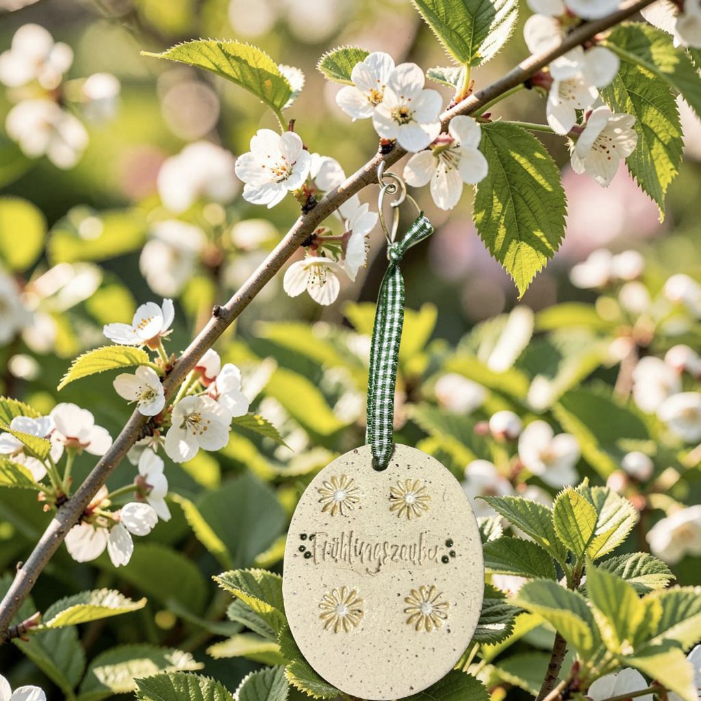 Keramikanhänger „Frühlingszauber“ mit zarten Blümchen