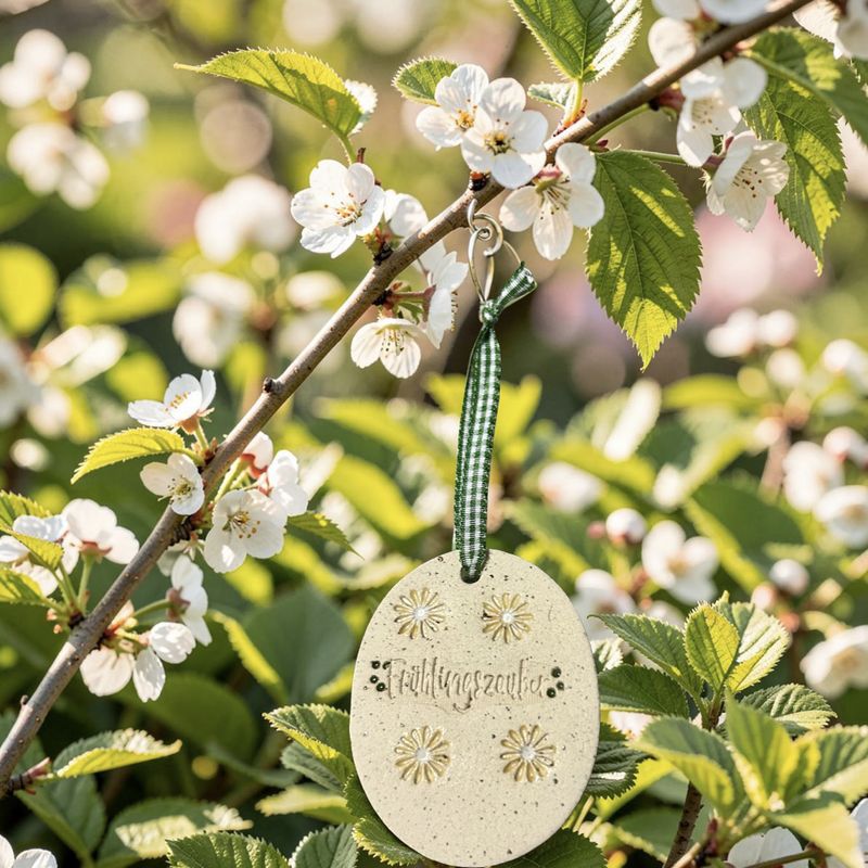 Keramikanhänger „Frühlingszauber“ mit zarten Blümchen