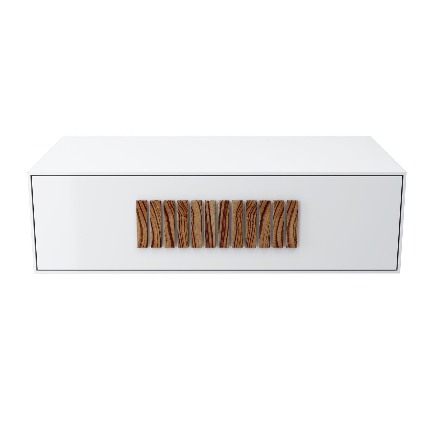 Vanity unit in corian and zebrawood