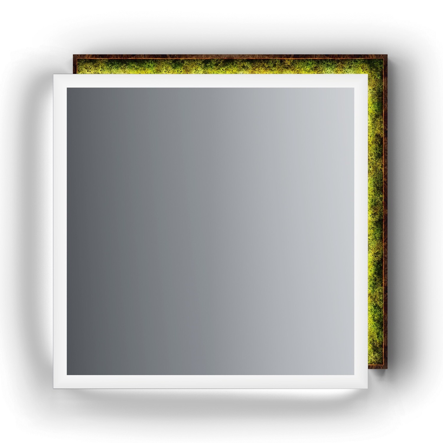 Square Bathroom Mirror with Offset Wildmoos Frame