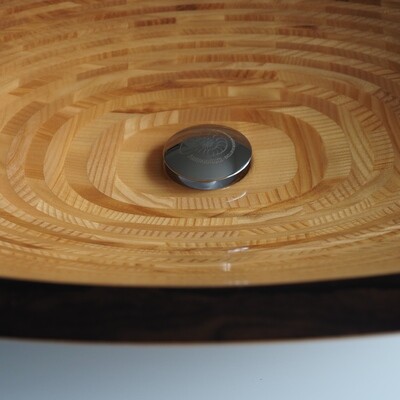 Sirius 75 l Lavabo ovale en bois de frêne & ziricote