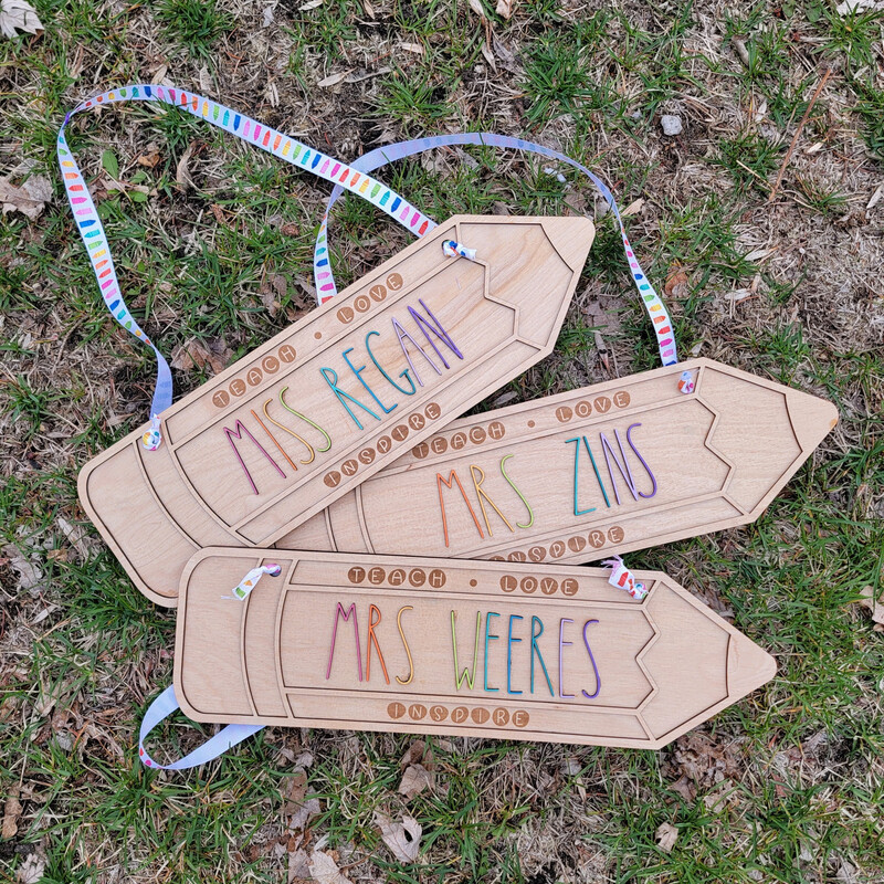 Teacher Pencil Hanger Teach, Love, Inspire