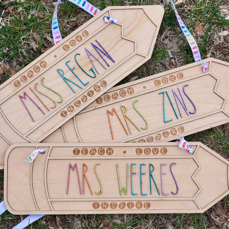 Teacher Pencil Hanger Teach, Love, Inspire