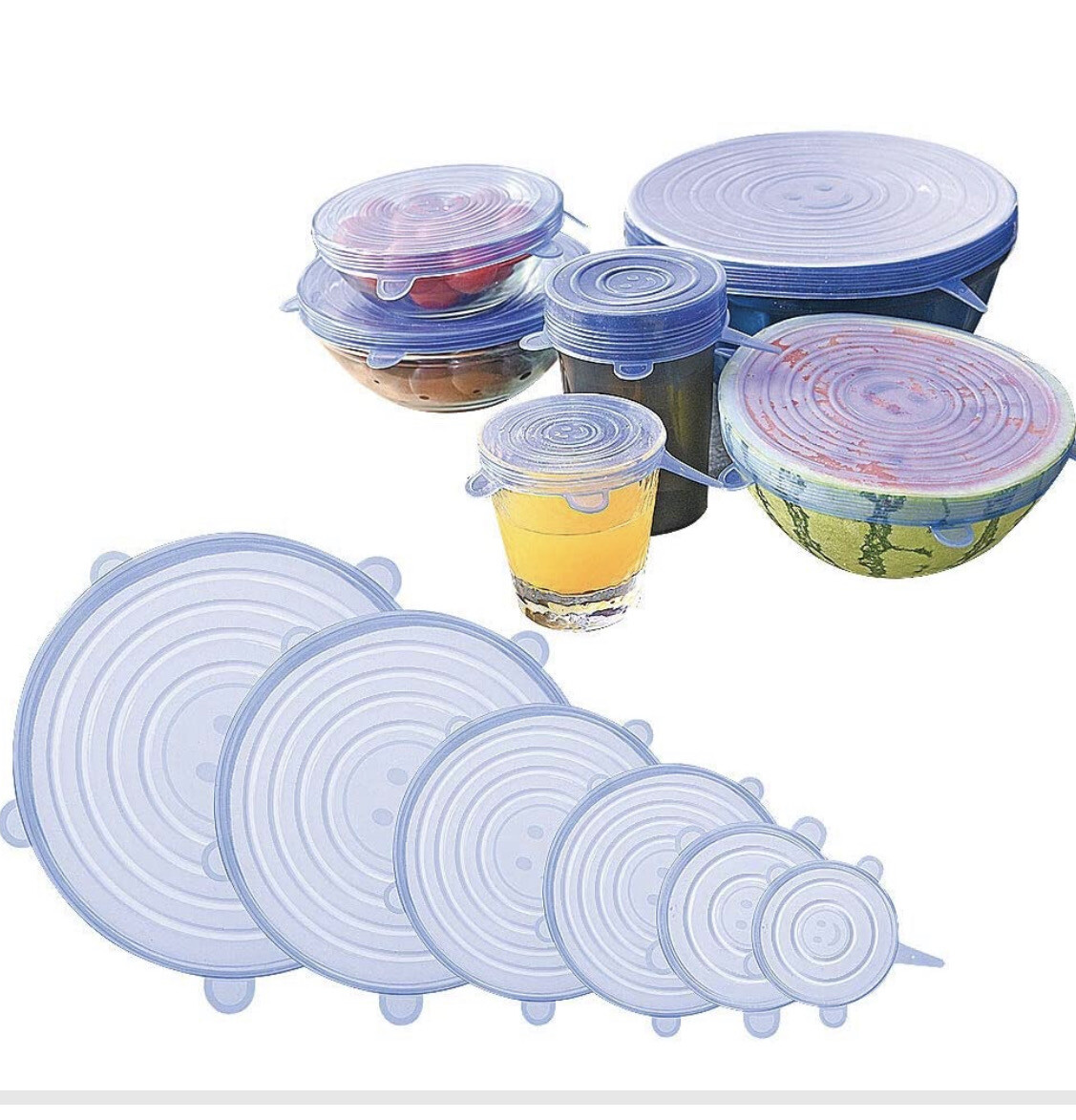 Silicone Stretch Lids, Silicone Food Covers 6 Pack