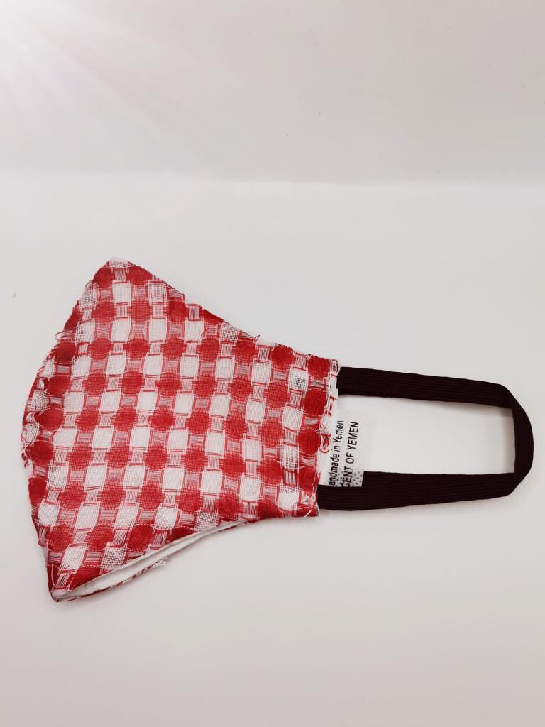 Yemeni Design Handmade Face Masks | Reusable Washable Face Mask , Face mask: Keffiyeh Shemagh White and Red, Gaiter |