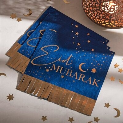 EID Gold Fringe Paper Napkins - 16pk