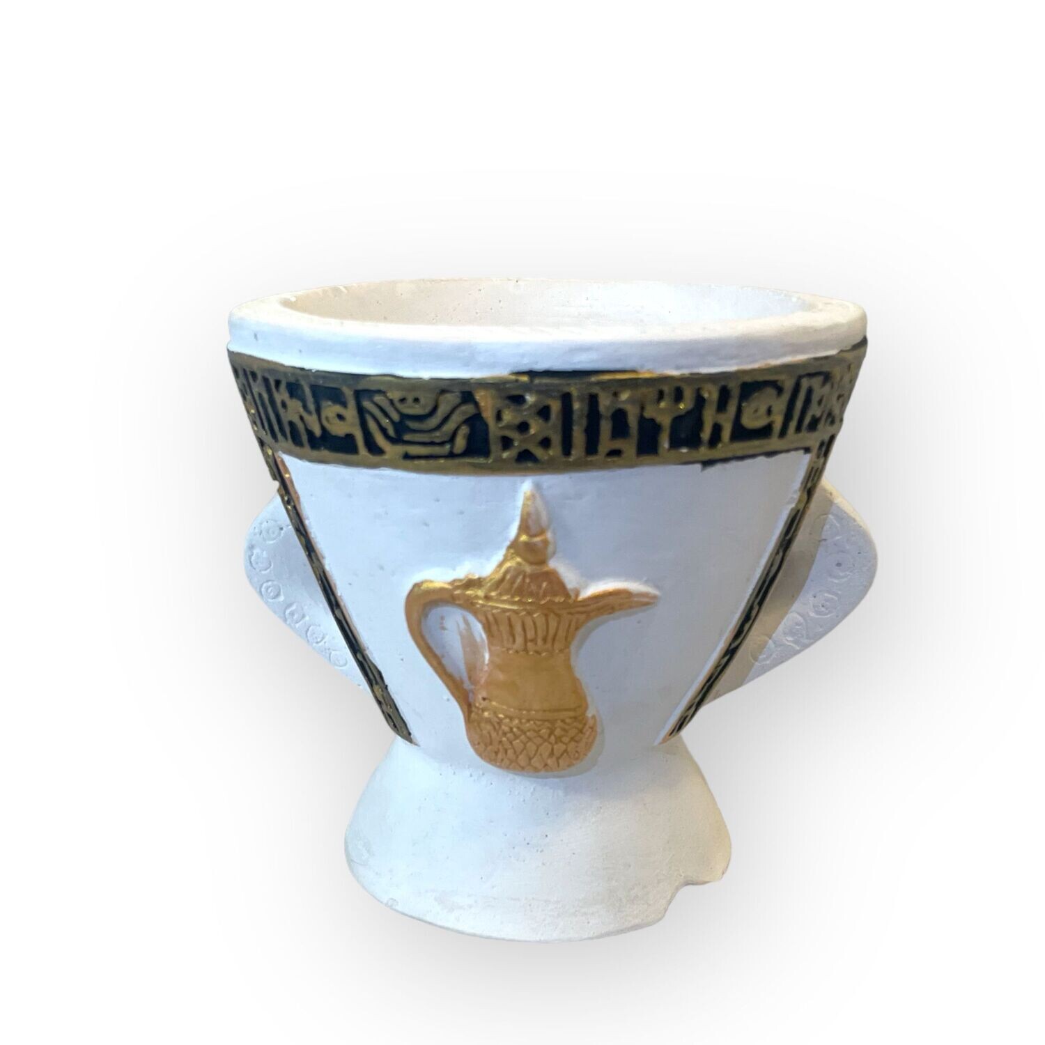 White Incense Burner with Gold Dallah مبخرة بيضاء - دلة ذهبية