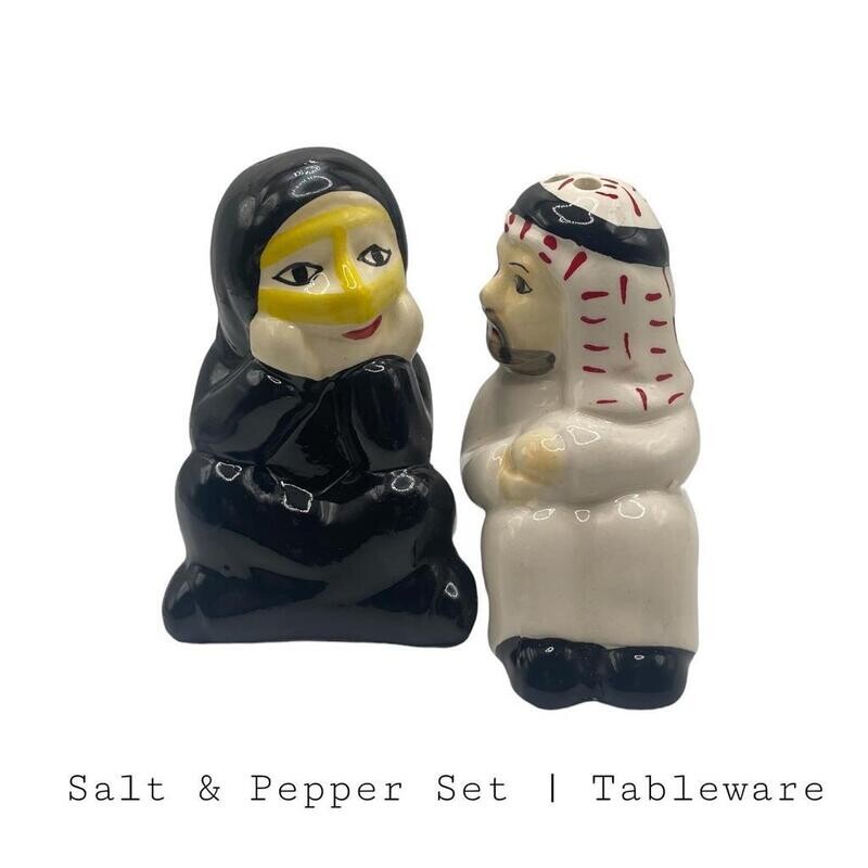 Vintage Arabic Gulf Couple Salt &amp; Pepper Shaker Ceramic