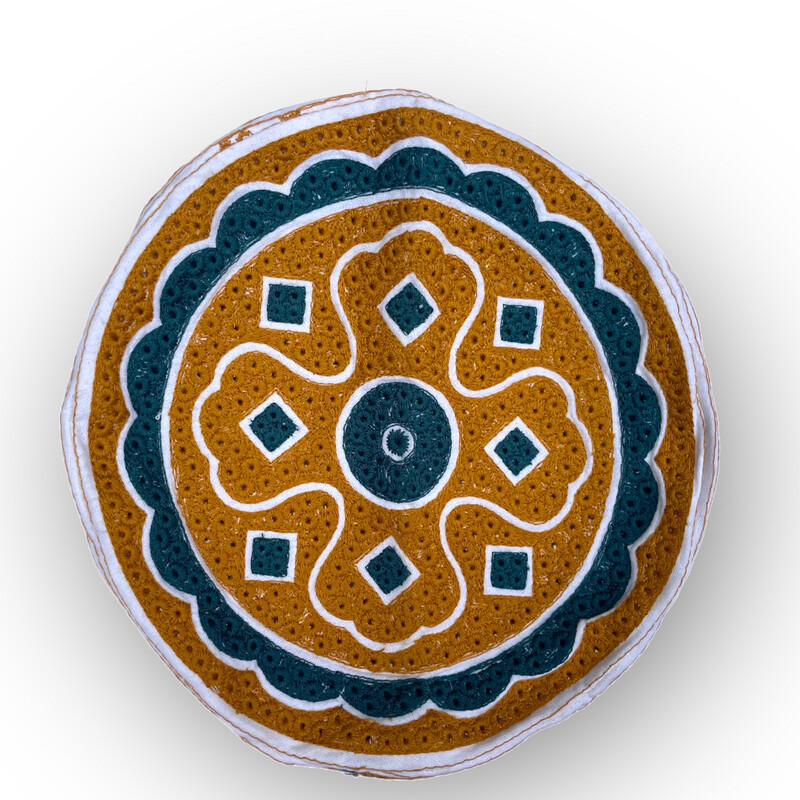 Yemen Hat Orange and Teal 
