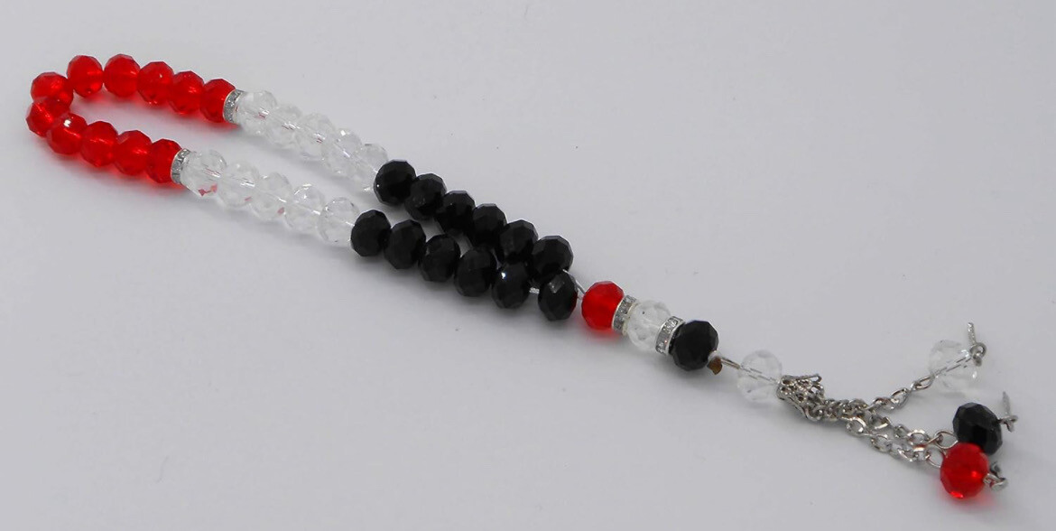 ‏Islamic Crystal Souvenir Yemen Flag Color, Yemen Prayer Beads Masbaha,  ‎علم اليمن قلادة سوار،  مسبحة