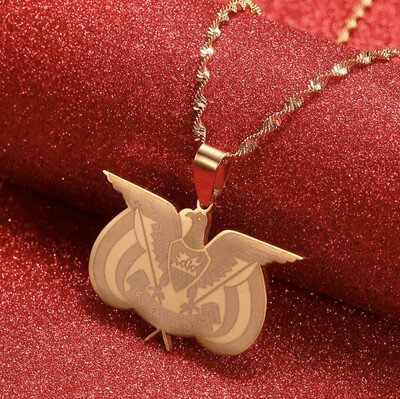 Yemen National Emblem Country Necklaces Pendant Gold