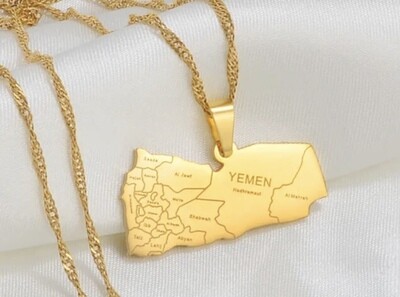 Yemen Map With City Name Pendant Gold Necklaces