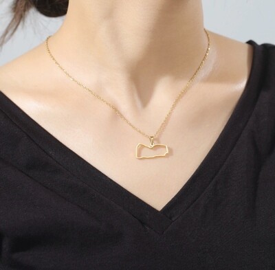 Yemen Map Outline Pendant Gold Necklace