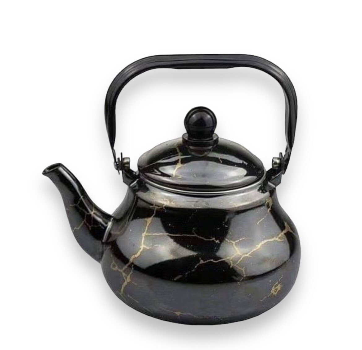 Teapot Set Enamel Black Marbel 2000ML
